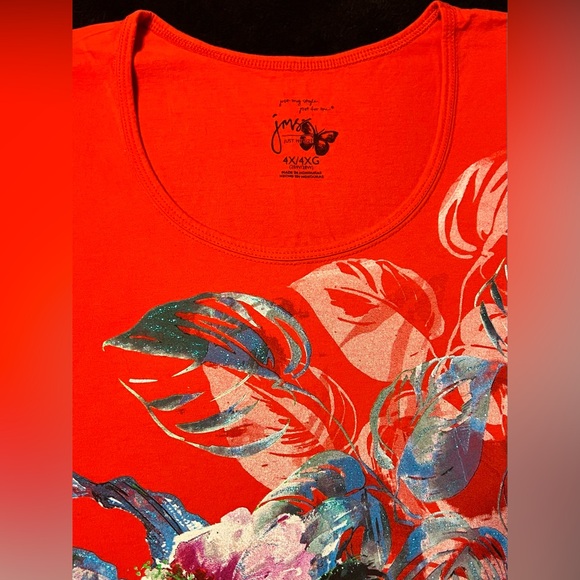 EUC JMS Vibrant Red Floral Women's Top 4XL - Picture 3 of 6